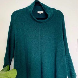 Loft Dolman Mock Neck Sweater, Dark Teal (Size M)
